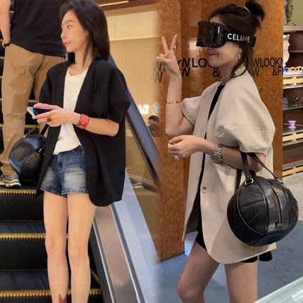 短袖西装外套2026女夏新款韩版泡泡袖高级感薄款气质休闲显瘦西服