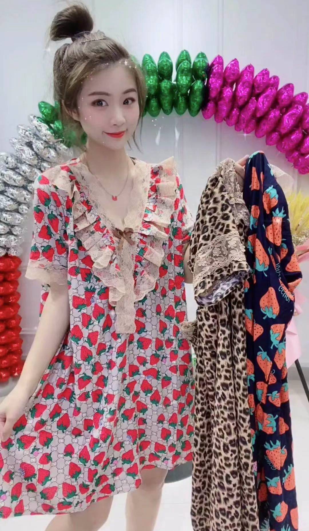 夏季薄款大码宽松家居服短袖睡裙