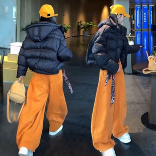 连帽龟背泡芙棉衣加厚保暖棉服女香蕉阔腿弯刀裤 时尚 新款 2026冬季