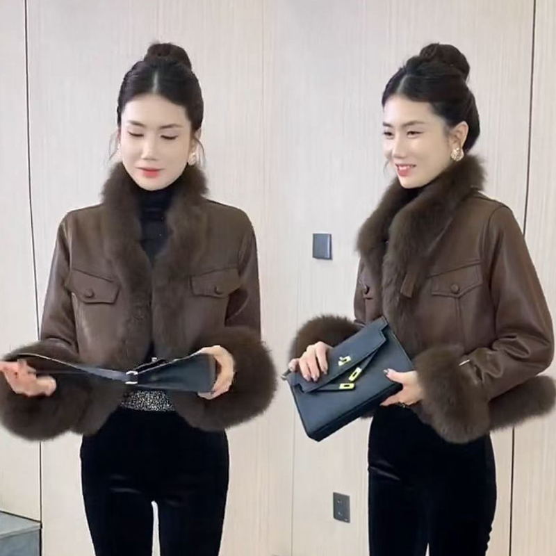 欧货2025冬季新款韩版时尚PU皮衣加棉厚夹克女外套棉服机车服棉衣