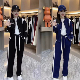 欧货休闲运动服套装女2025春秋季新款减龄棒球服外套休闲裤两件套