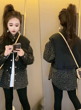 加绒加厚保暖假两件棉服外套女