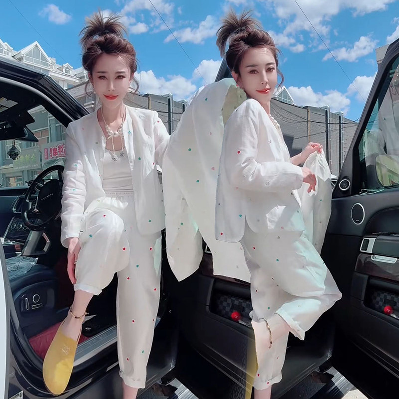 欧货2025夏爆款彩色爱心轻薄防晒服时尚套装女长袖防晒外套哈伦裤,女装/女士精品,时尚套装,淘宝优惠券,粉丝福利购,淘宝优惠卷