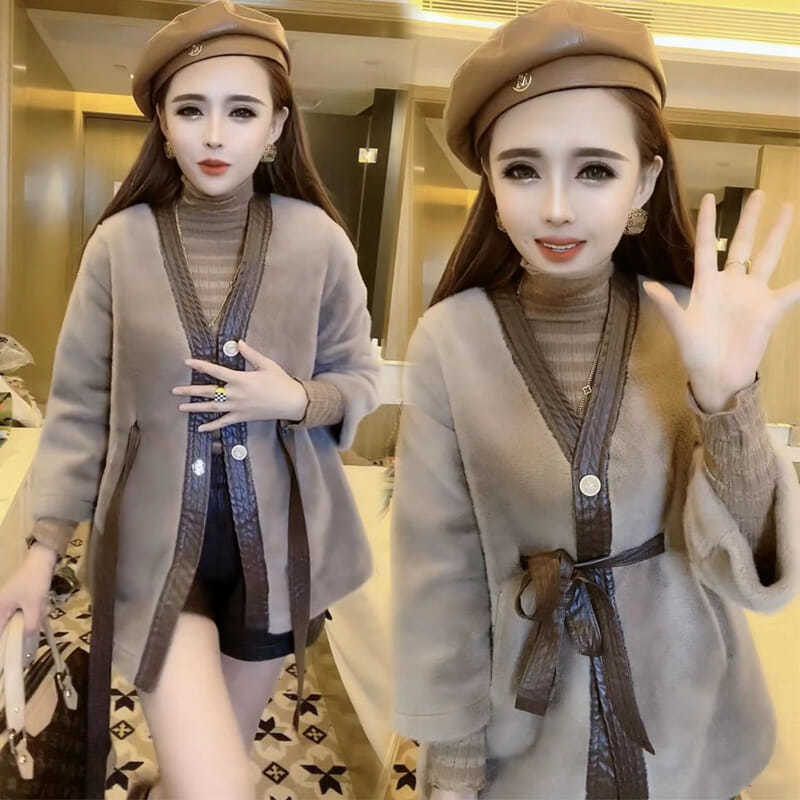 仿皮草貂皮外套水貂绒大衣洋气