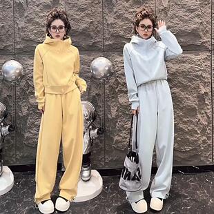 女显瘦连帽卫衣阔腿裤 休闲运动服套装 两件套 韩系减龄时尚 春秋新款