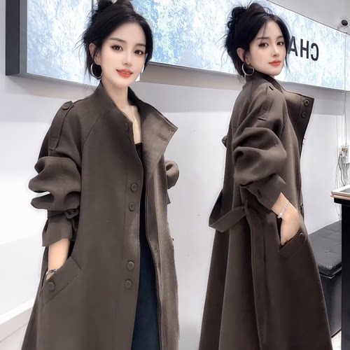 超好看气质风衣毛呢外套女秋冬