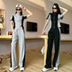 休闲短袖 时尚 运动服套装 女夏拼色修身 两件套 2026新款 显瘦长裤 韩版
