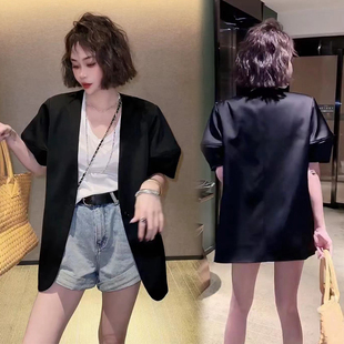 薄款 时尚 短袖 小西装 洋气百搭西服上衣 2025新款 外套女夏泡泡袖 韩版