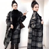复古格子中长款 毛呢风衣外套女冬新品 高级感气质通勤加绒呢子大衣