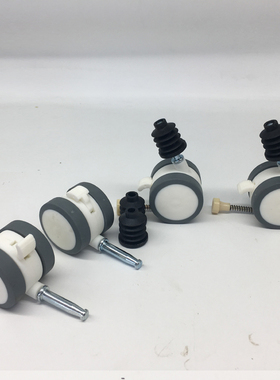 置物架圆管万向轮钢管宝宝床配件通用地板静音脚轮白色包胶轮子