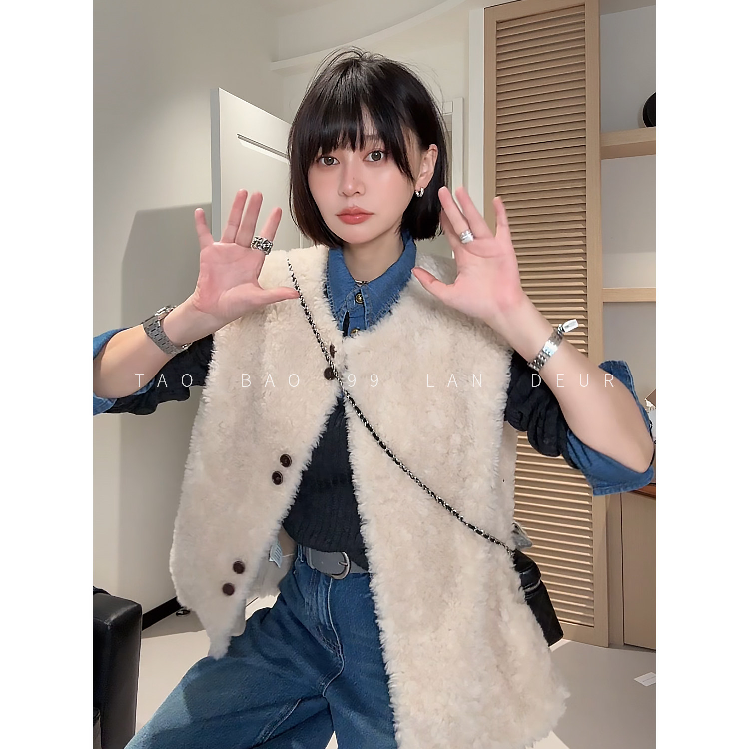 REVE【小杏芙】100绵羊毛百搭宽松慵懒风气质轻奢冬季马甲女