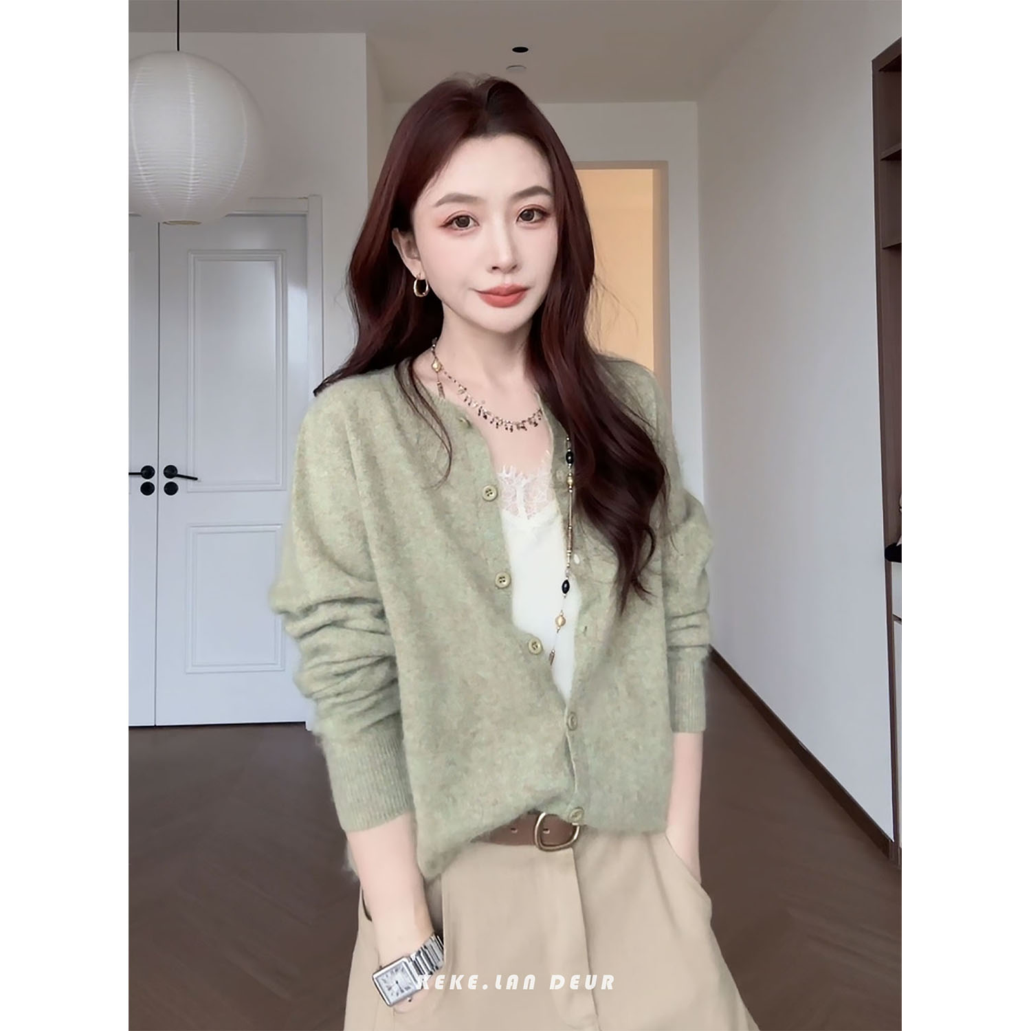 REVE【月落清淮】绵羊毛温柔慵懒风圆领显瘦百搭针织衫女
