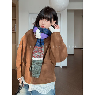 【爱神日记】绵羊毛双面可穿韩版复古保暖翻领极简风毛毛外套女