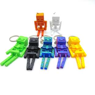 3d打印我的世界小白骷颅头钥匙扣学生书包挂件苦力怕玩偶关节可动