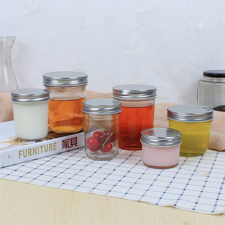 玻璃果酱瓶子蜂蜜储物沙拉酱菜罐密封防漏创意白银盖透明新品