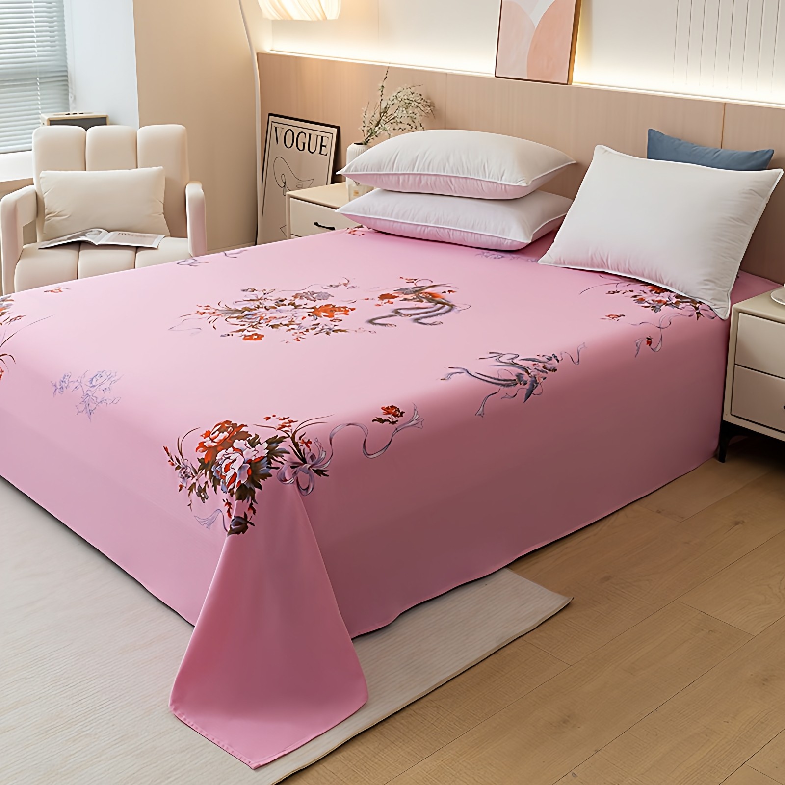 80年代怀旧老式床单单件纯棉100全棉 大花牡丹花被单国民床单家用