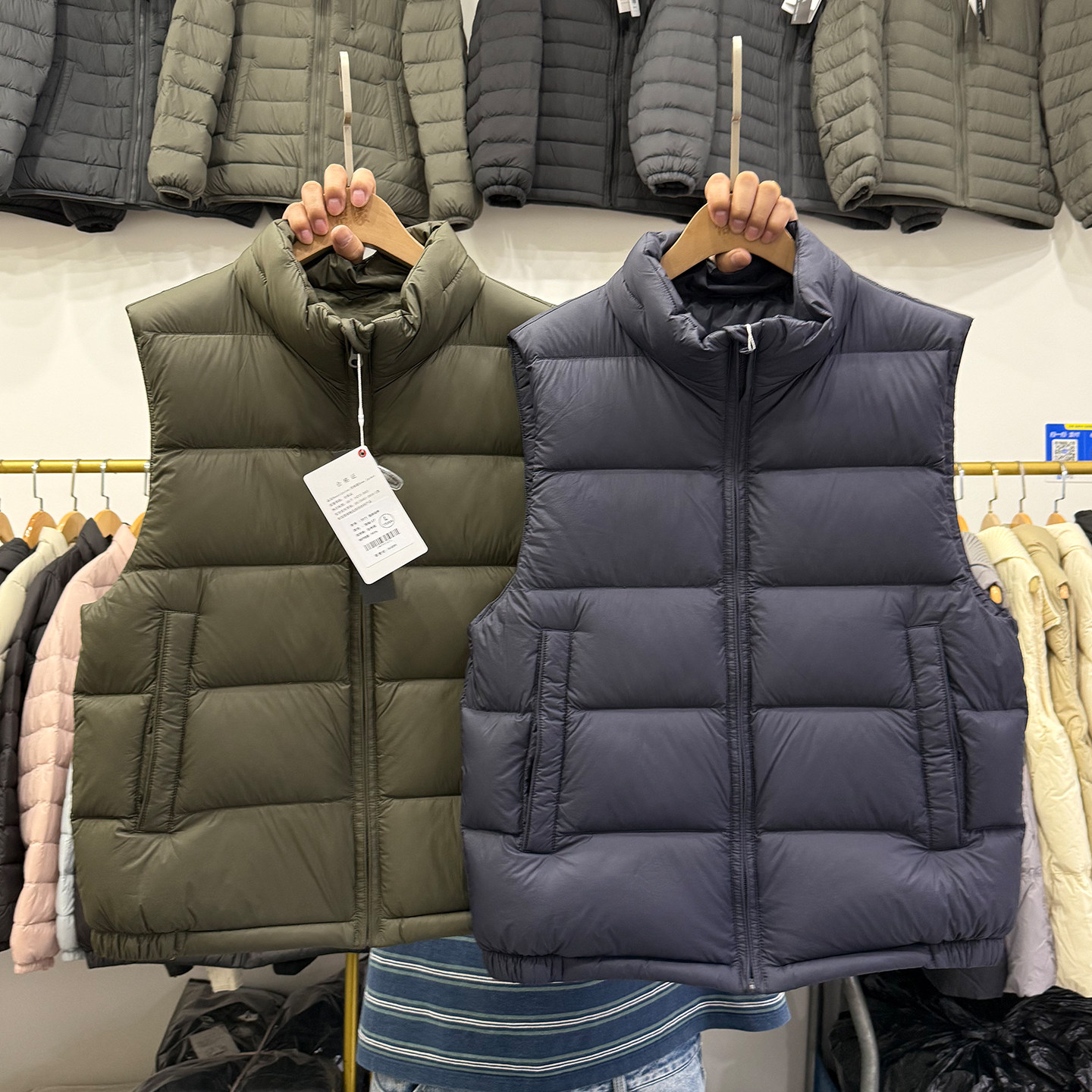 立领大码羽绒马甲男新国标90鸭绒