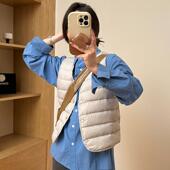 女轻薄90%白鹅绒羽绒马甲V领2025新款 秋冬季 保暖百搭内胆背心内穿