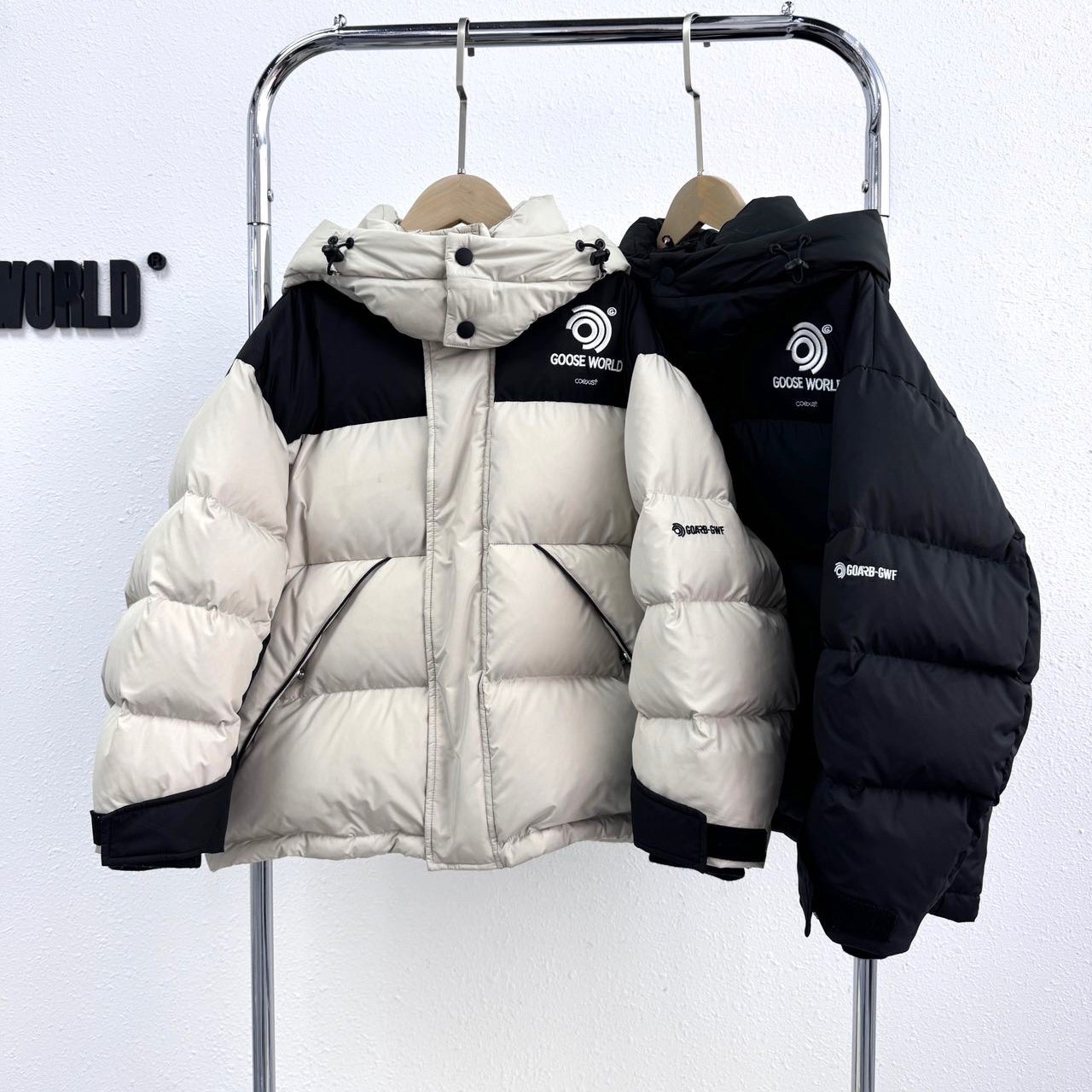 2025韩国羽绒服冬季保暖男女童白鸭绒外套拼色连帽中大童潮流