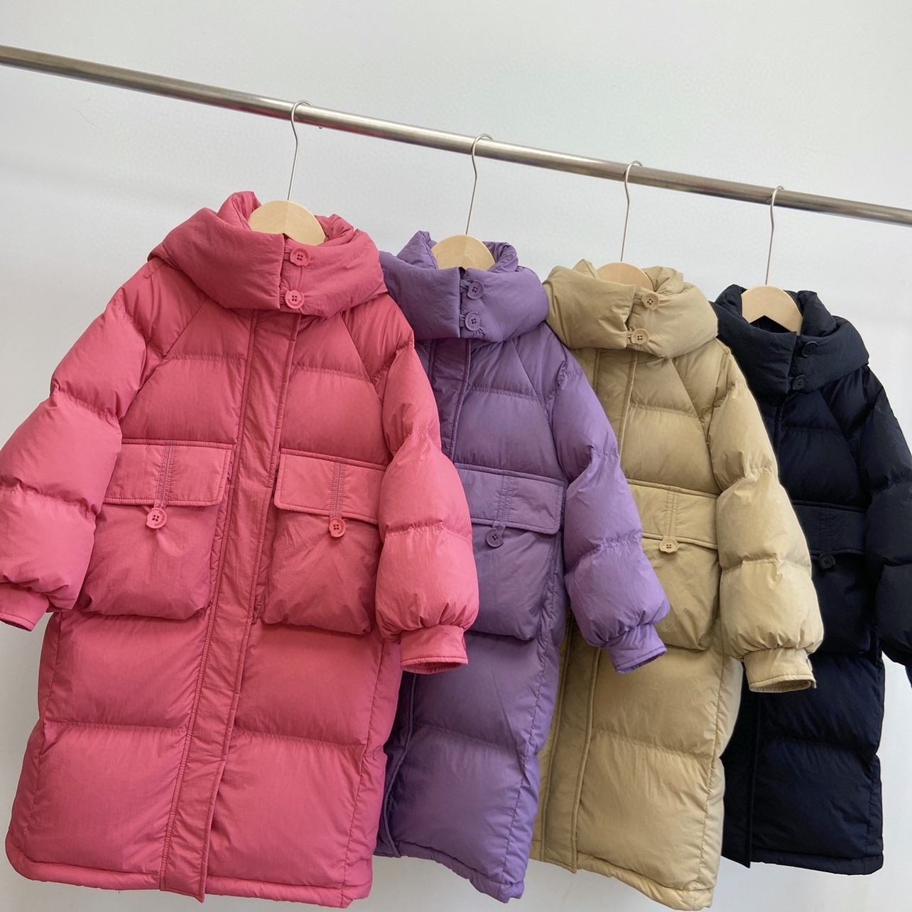 断码特价~廓形羽绒服女中长款连帽加厚宽松显瘦白鸭绒外套多色