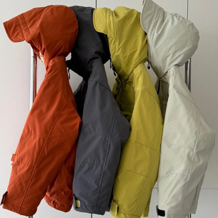 工装风连帽羽绒服男女童中长款加厚防风多色户外保暖外套