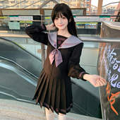 紫堇中 短裙套装 原创jk制服长袖 水手服微收腰款 校供大码 小狐町