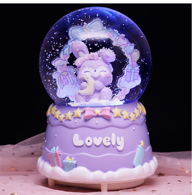 星河入梦可爱兔水晶球少女心创意音乐盒摆件生日礼物卧室装饰
