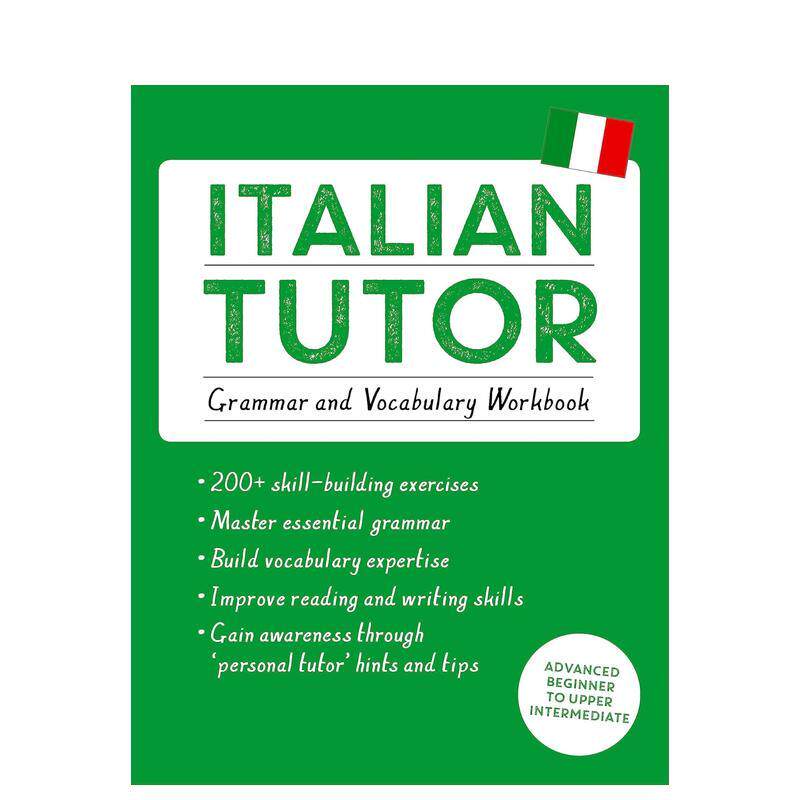 【预售】【语言自学练习册】意大利语：语法与词汇 Italian Tutor: Grammar and Vocabulary Workbook  原版英文语言学习