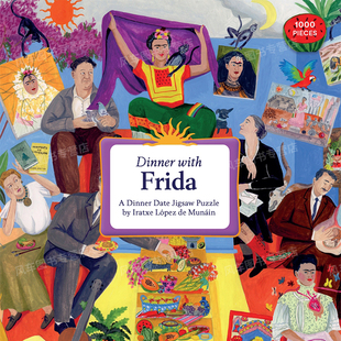 与弗里达卡罗进晚餐 Dinner 益智高难度减压礼品书Thames&Hudson艺术插画创意装 预售 饰 Frida 拼图1000片 with Date