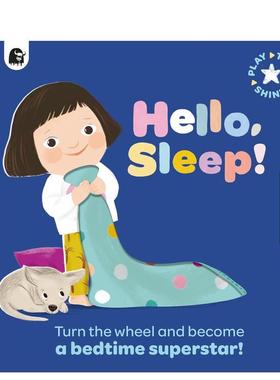 【预售】入睡小超人 睡前方式趣味机关书 【Play， Turn， Shine】Hello， Sleep! 原版英文儿童趣味图书(预计26年1月出版)