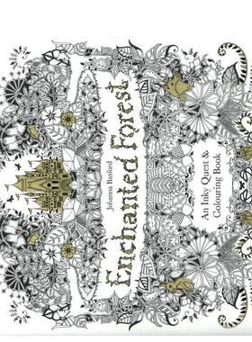 【现货】魔法森林 涂色书 （O）Enchanted Forest: An Inky Quest & Coloring Book 原版英文艺术插画原画设定集图书