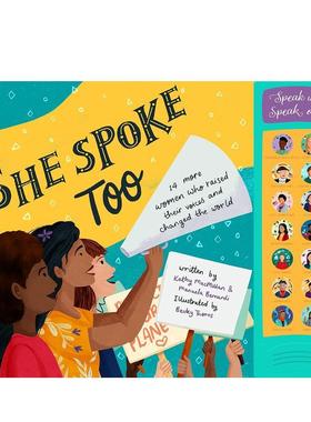 【现货】【按钮发声书】她也在发声：14 位改变世界的女性 She Spoke Too 原版英文儿童趣味图书书籍