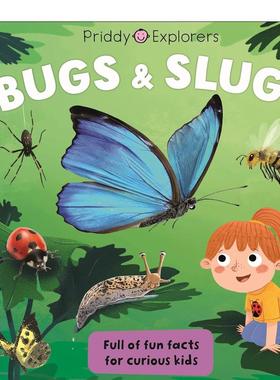 【预售】【普里迪探索者】虫子和鼻涕虫 Priddy Explorers:Bugs and Slugs 英文原版儿童绘本纸板书0-3岁进口英语启蒙读物书籍