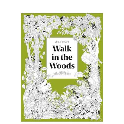【现货】莱拉杜莉的林中漫步涂色书 Leila Duly's Walk in the Woods An Intricate Colouring Book 原版英文手工制作