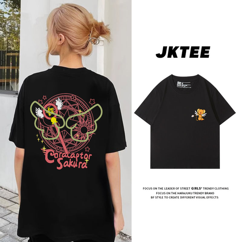 后背印花正肩小众bf男友风t恤