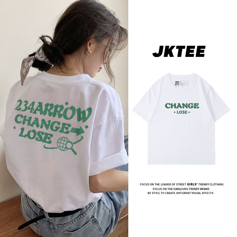 JK．TEE字母印花宽松韩版短袖