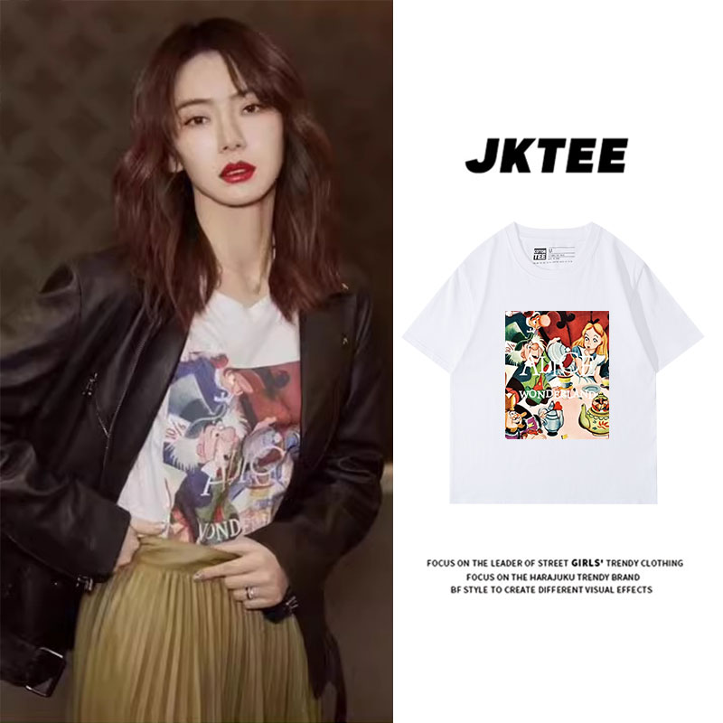 可爱卡通ins潮风宽松bf印花t恤