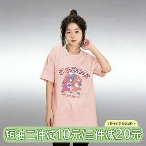 纯棉印花短袖t恤女宽松夏