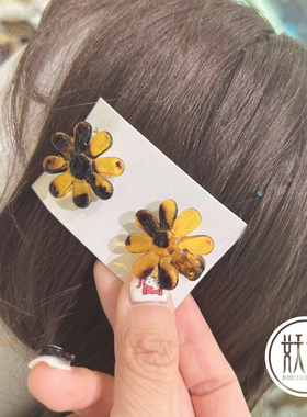 日本本土ane mone复古雏菊碎发顶夹刘海夹简约鸭嘴发夹2个装