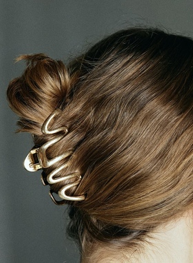 日本本土代购goldy波浪金属抓夹金色发饰银色哑光马尾夹亮面发抓