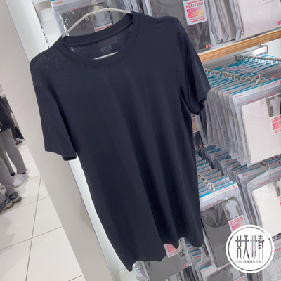 日本本土UNIQLO优衣库heattech自发热圆领半袖男款短袖T恤