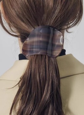 日本本土代购Goldy简约格纹边夹女马尾抓夹醋酸复古半扎发发夹