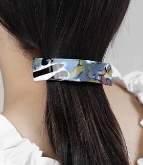 日本本土Ane mone个性印花一字夹新款创意马尾夹弹簧夹发夹女