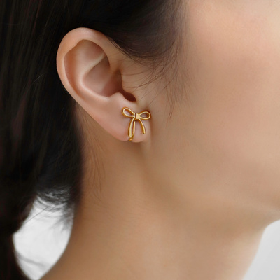 蝴蝶结耳钉女高级感轻奢时尚气质