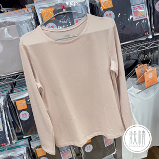 日本本土UNIQLO优衣库heattech女款1.5倍极暖圆领打底衫长袖