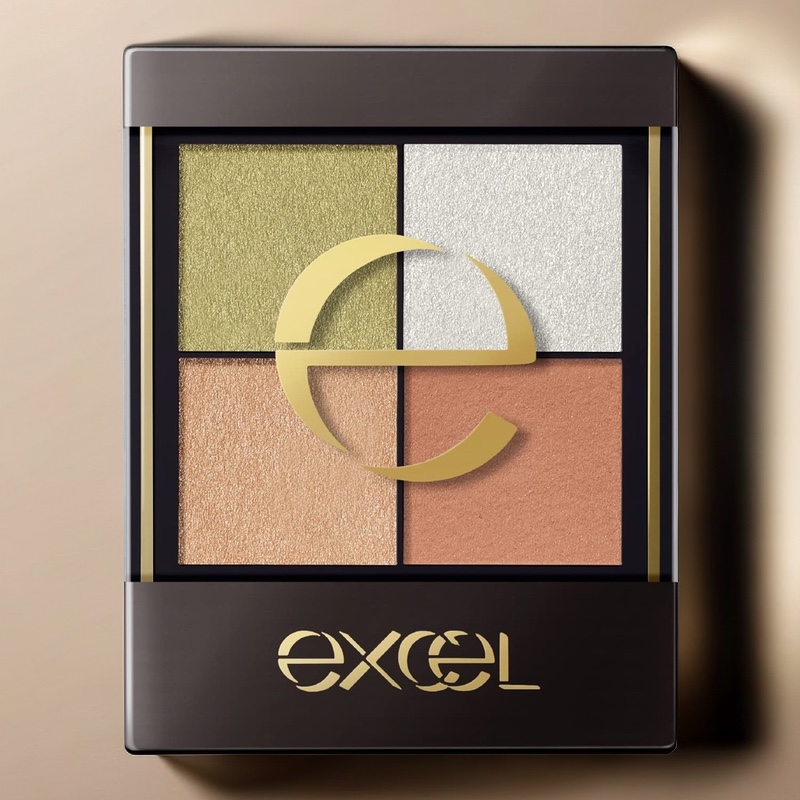 日本本土代购EXCEL眼影盘裸色深邃大地色四色珠光粉光哑光持久