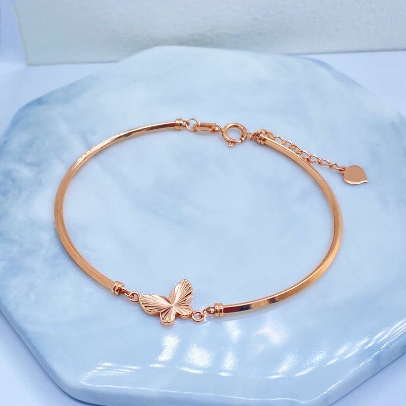 弥高18k玫瑰金蝴蝶可调节手镯手镯链