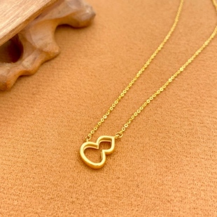 弥高18K玫瑰金白金黄金葫芦吊坠套链项链女士项链