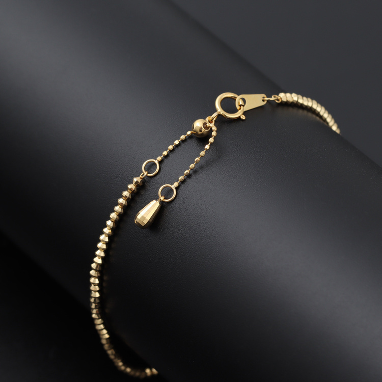 弥高18k玫瑰金镭射珠飞碟手链