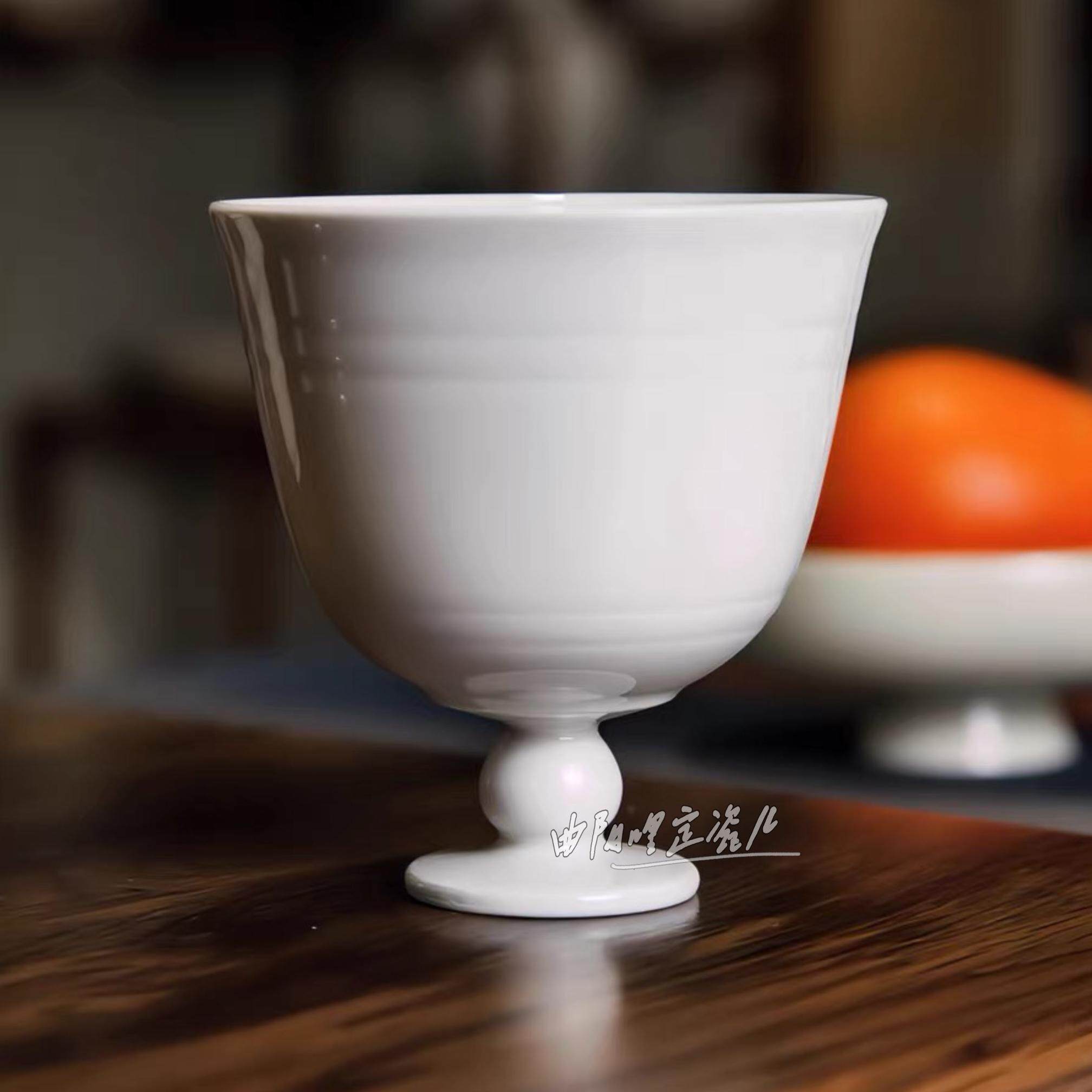 中式仿古定瓷茶具曲阳定窑白釉仿邢窑隋白杯茶盏主人杯原产高温烧